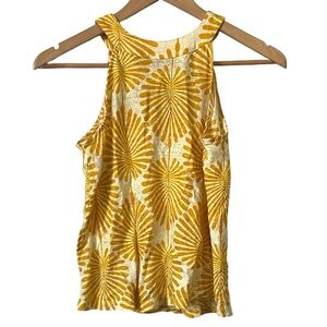 Joie linen halter sleeveless shirt Yellow Patterned Women's Top size Small